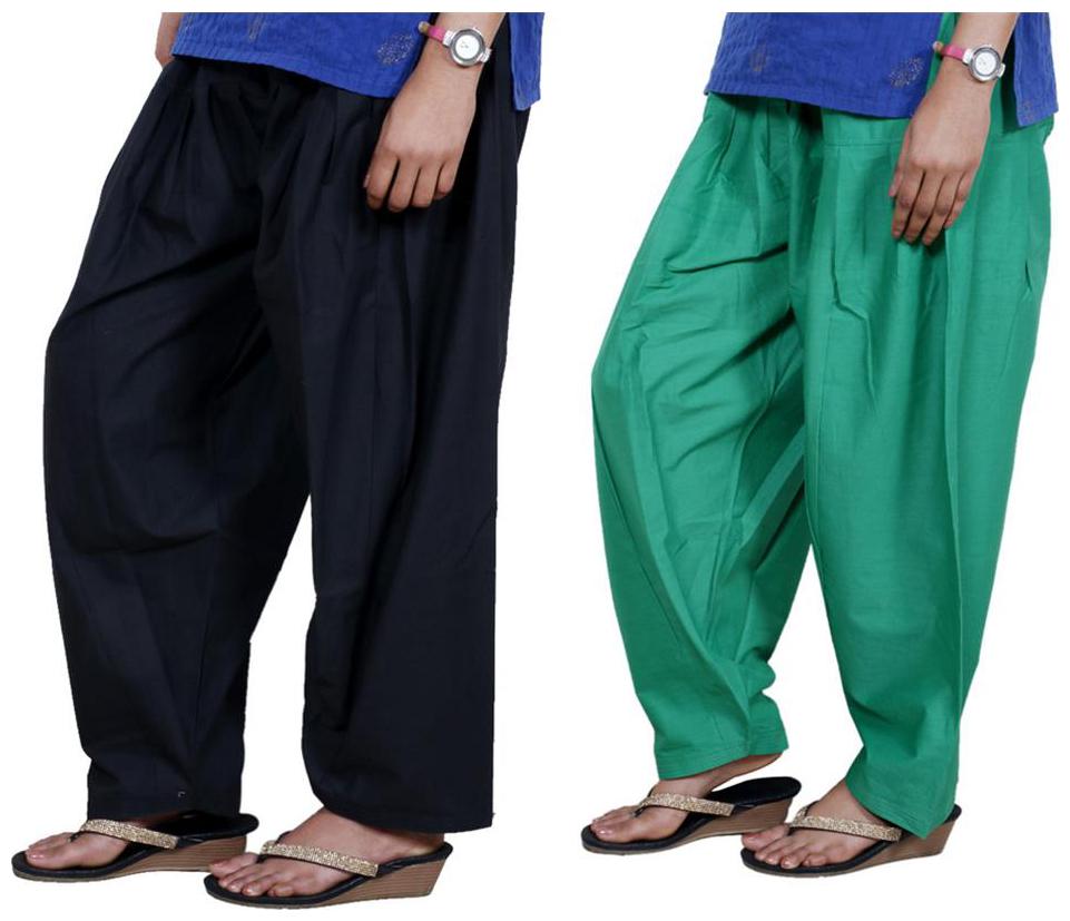 

IndiWeaves Women Cotton Semi-Patiala Salwar Set of -2