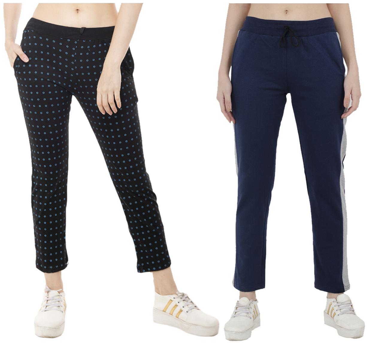 

Indiweaves Women Regular fit Polyester Printed Track pants - Blue