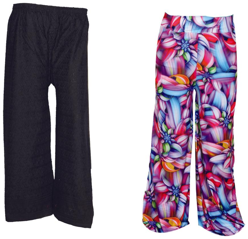 

IndiWeaves Womens 1 Full Chikan Work Pallazo and 1 Printed Palazzo Combo Pack (Pack of 2 Palazo)
