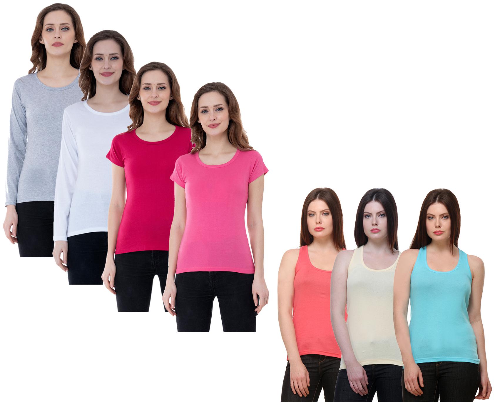 

Indiweaves Women Multi Regular fit Round neck Cotton Tank top