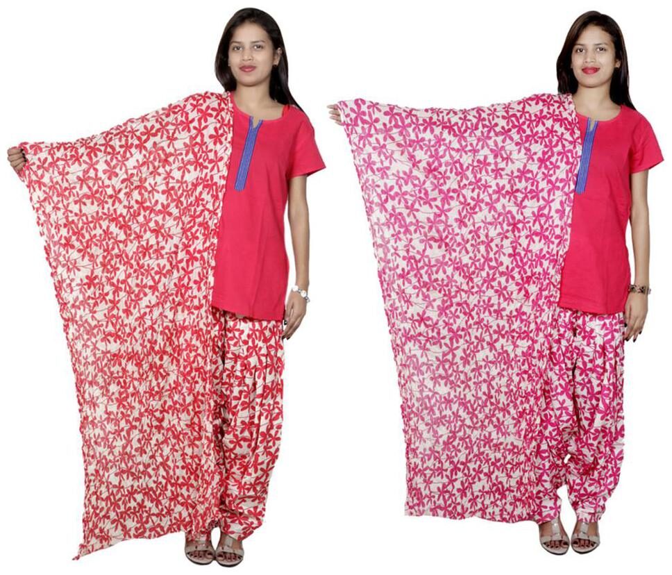 

Indiweaves Cotton Patiala Salwar With Dupatta Combo