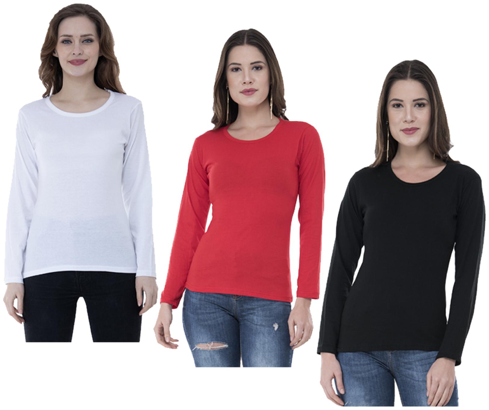 

Indiweaves Women Multi Regular fit Round neck Cotton T shirt