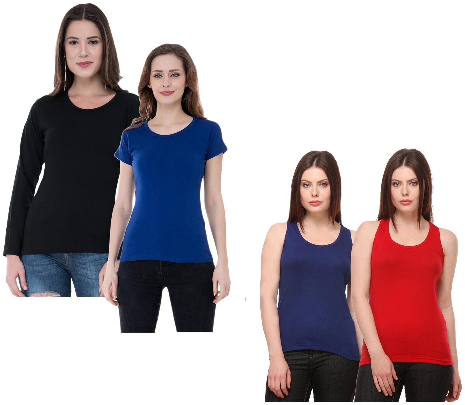 

Indiweaves Women Multi Regular fit Round neck Cotton Tank top