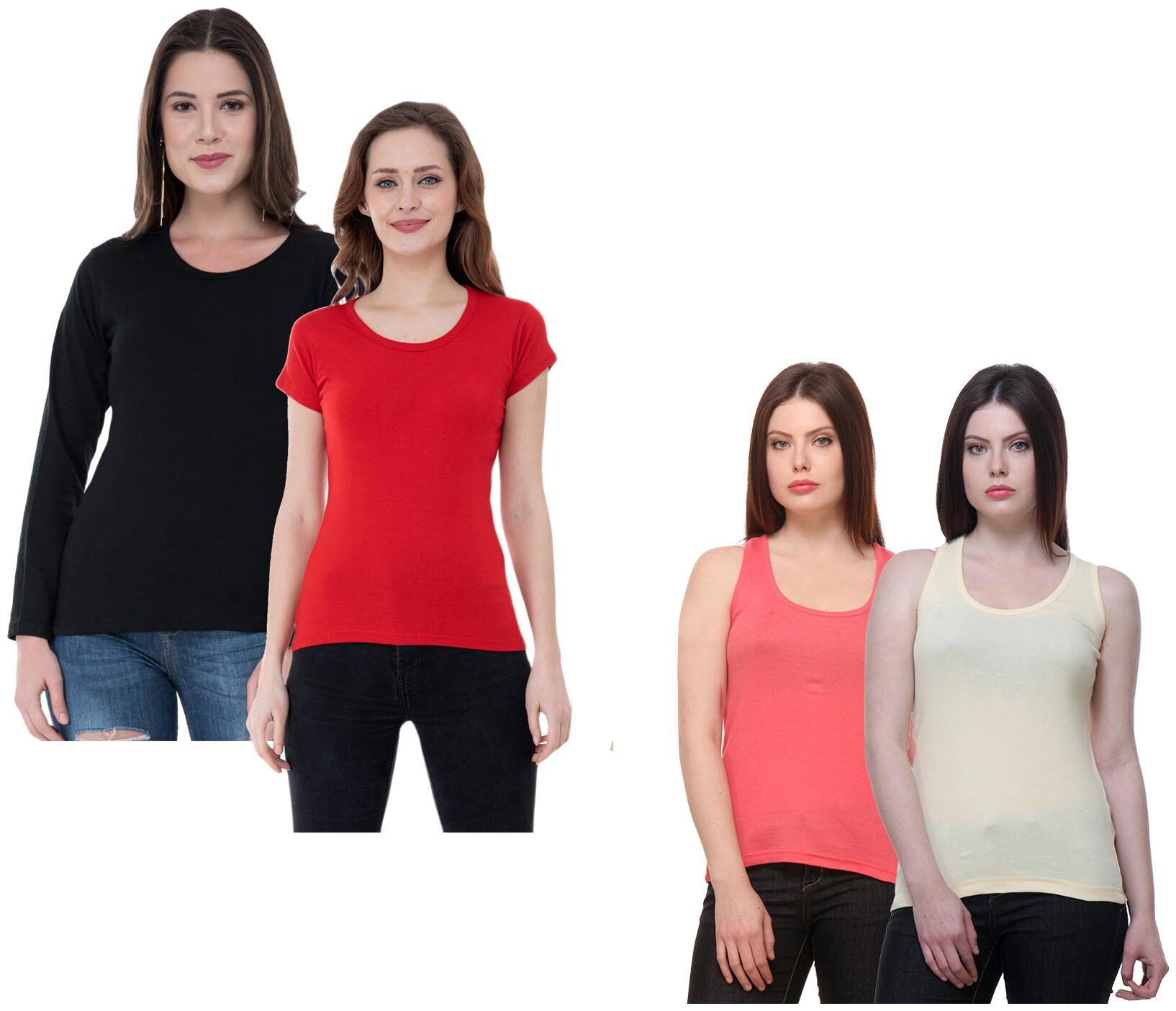 

Indiweaves Women Multi Regular fit Round neck Cotton Tank top