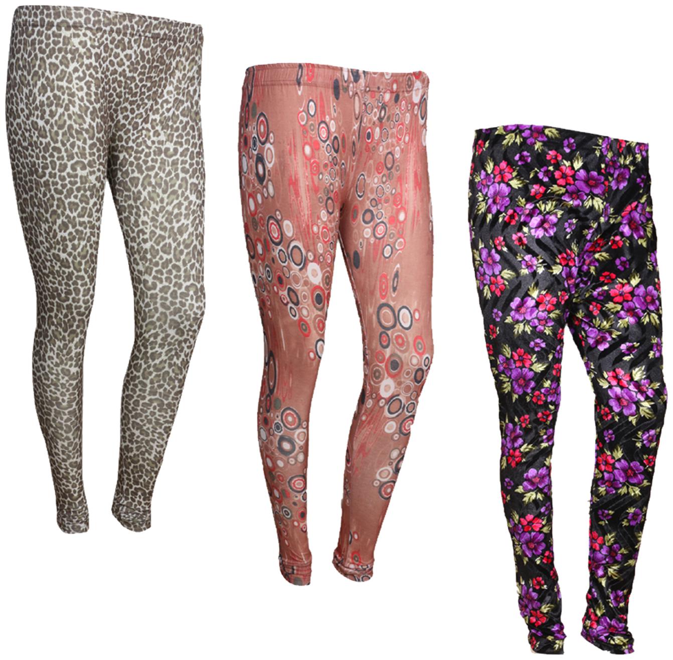 

IndiWeaves Women Cotton Printed Legging and Velvet Printed Leggings (Pack of 3)