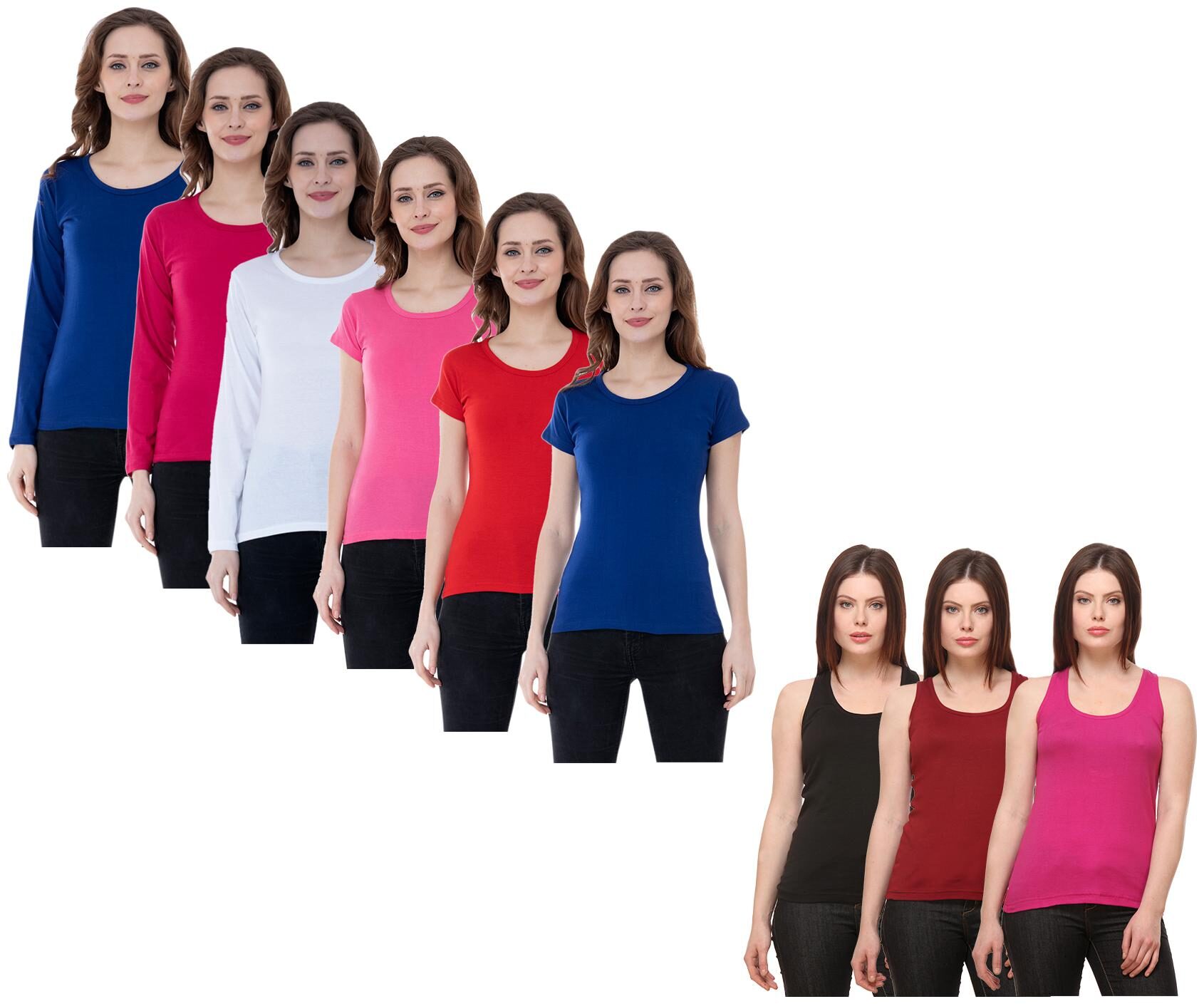 

Indiweaves Women Multi Regular fit Round neck Cotton Tank top
