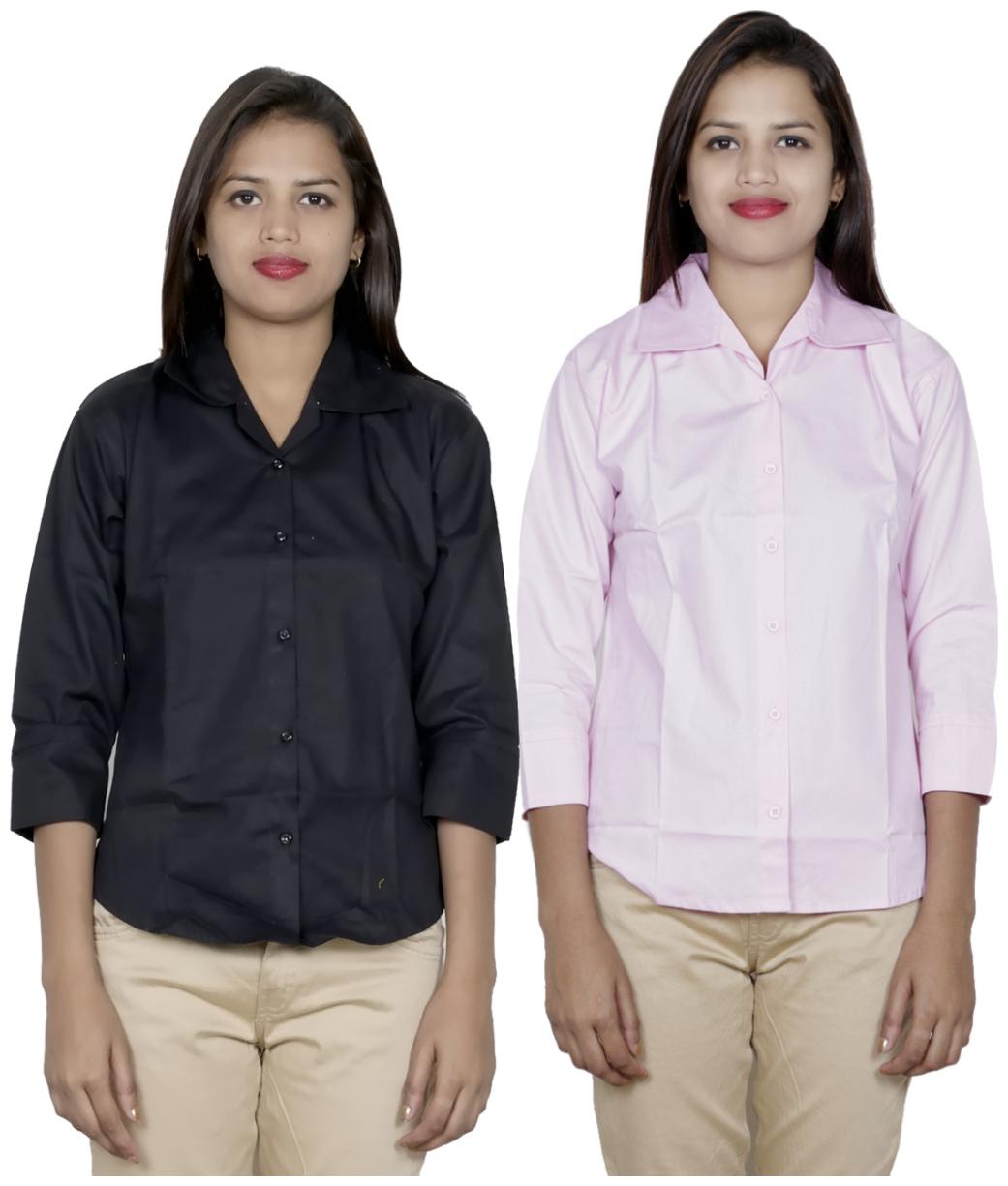 

Indiweaves Women Black Solid Regular Fit Shirt