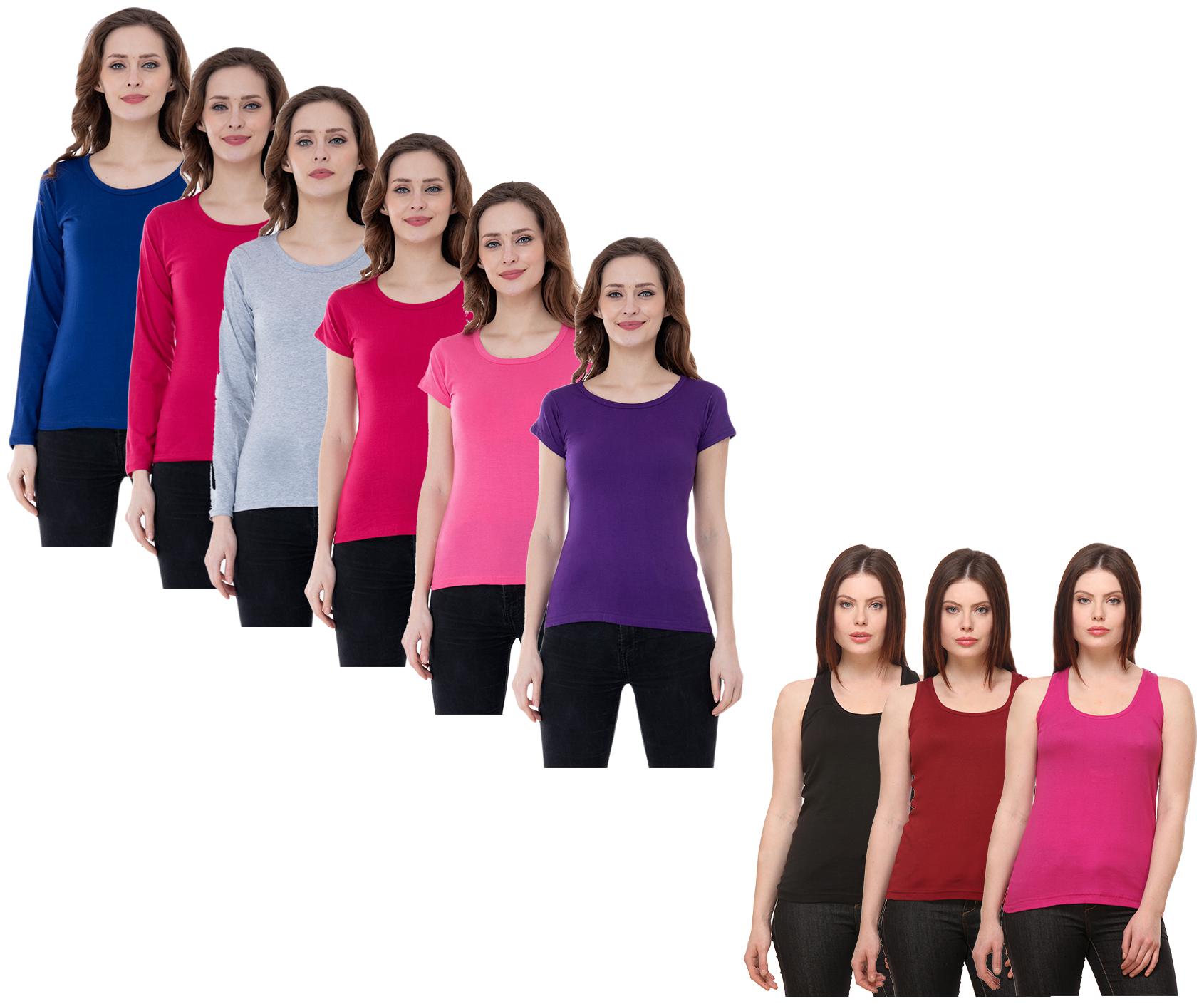 

Indiweaves Women Multi Regular fit Round neck Cotton Tank top
