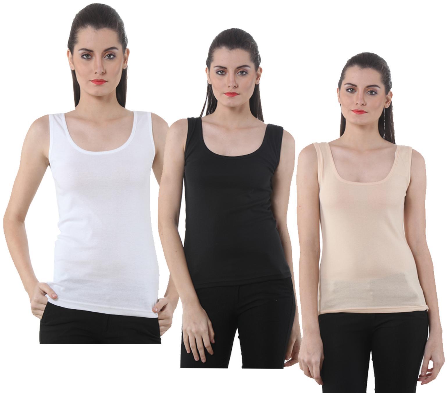 

Indiweaves Women Multi Regular fit U neck Cotton Tank top
