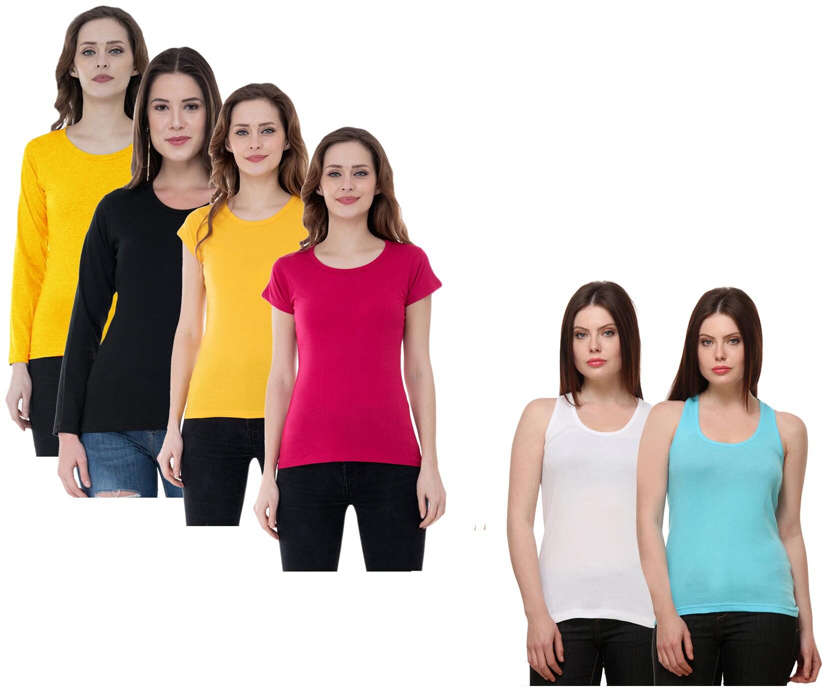 

Indiweaves Women Multi Regular fit Round neck Cotton Tank top