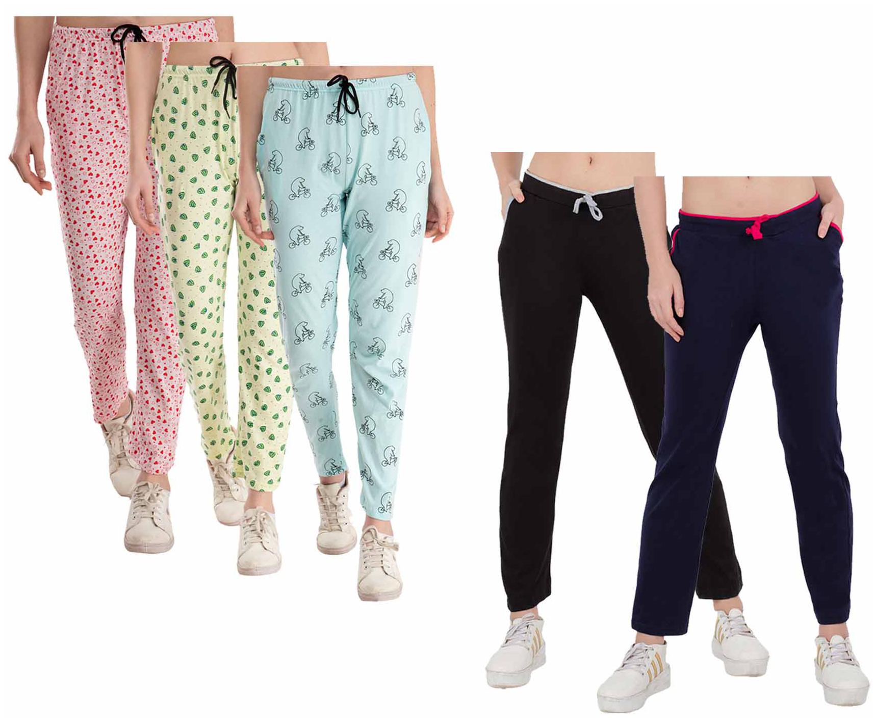 

Indiweaves Women Regular fit Cotton Printed Track pants - Multi