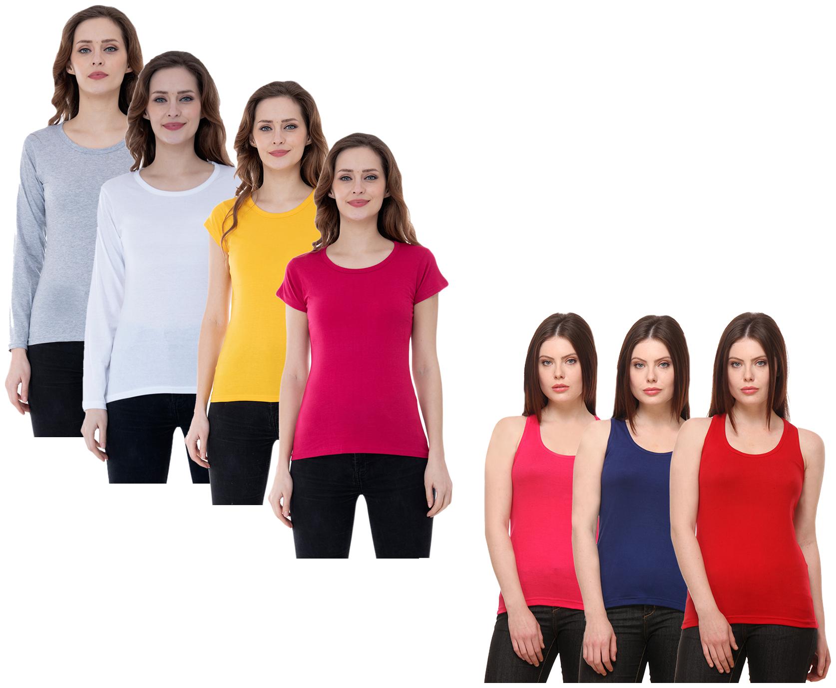 

Indiweaves Women Multi Regular fit Round neck Cotton Tank top