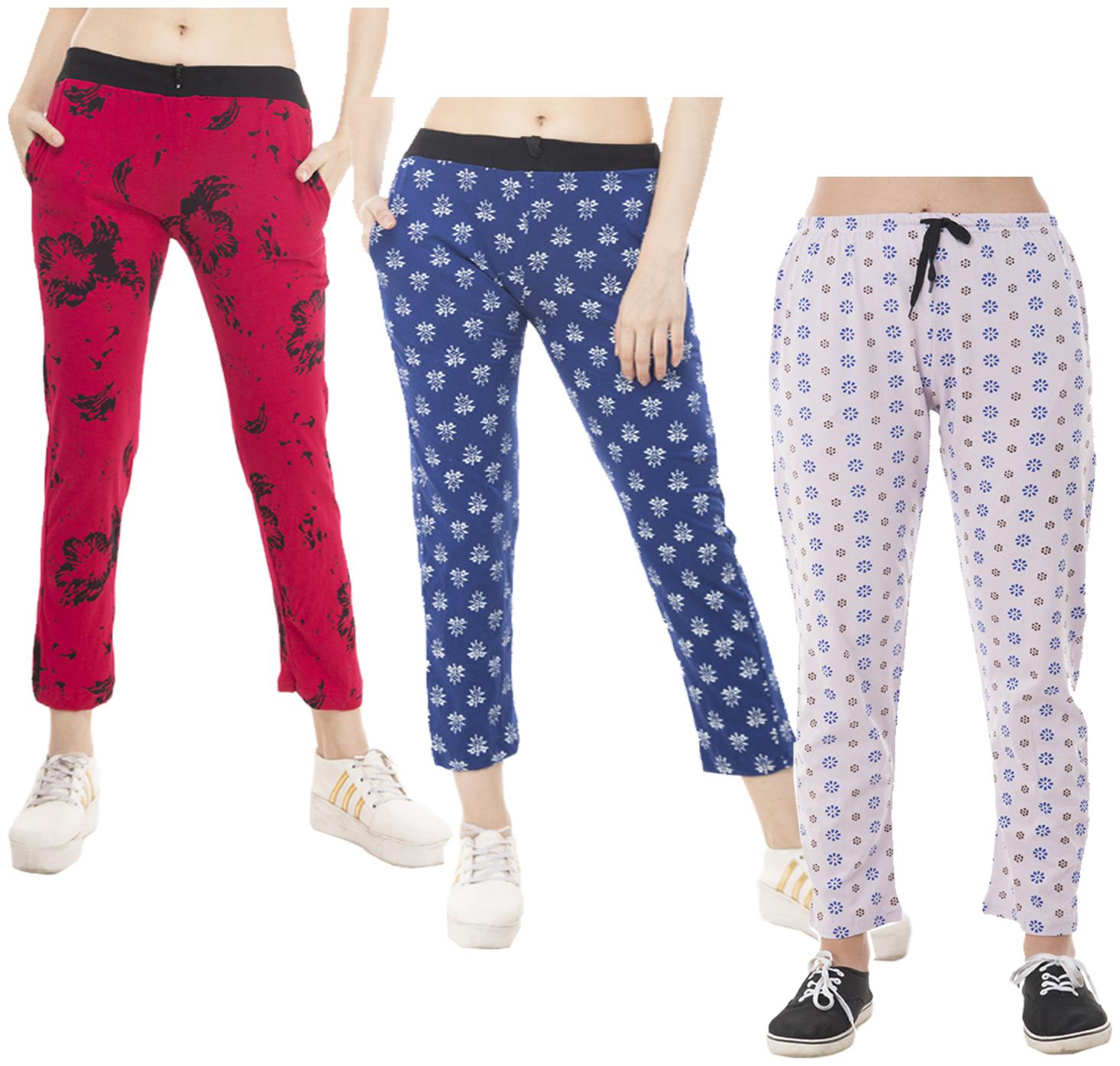 

Indiweaves Women Regular fit Cotton Printed Track pants - Multi