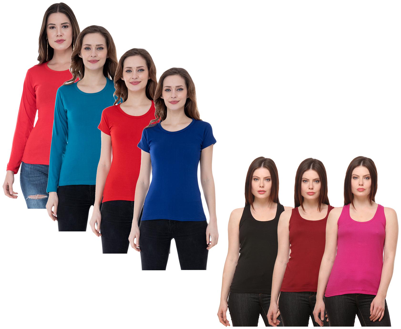 

Indiweaves Women Multi Regular fit Round neck Cotton Tank top