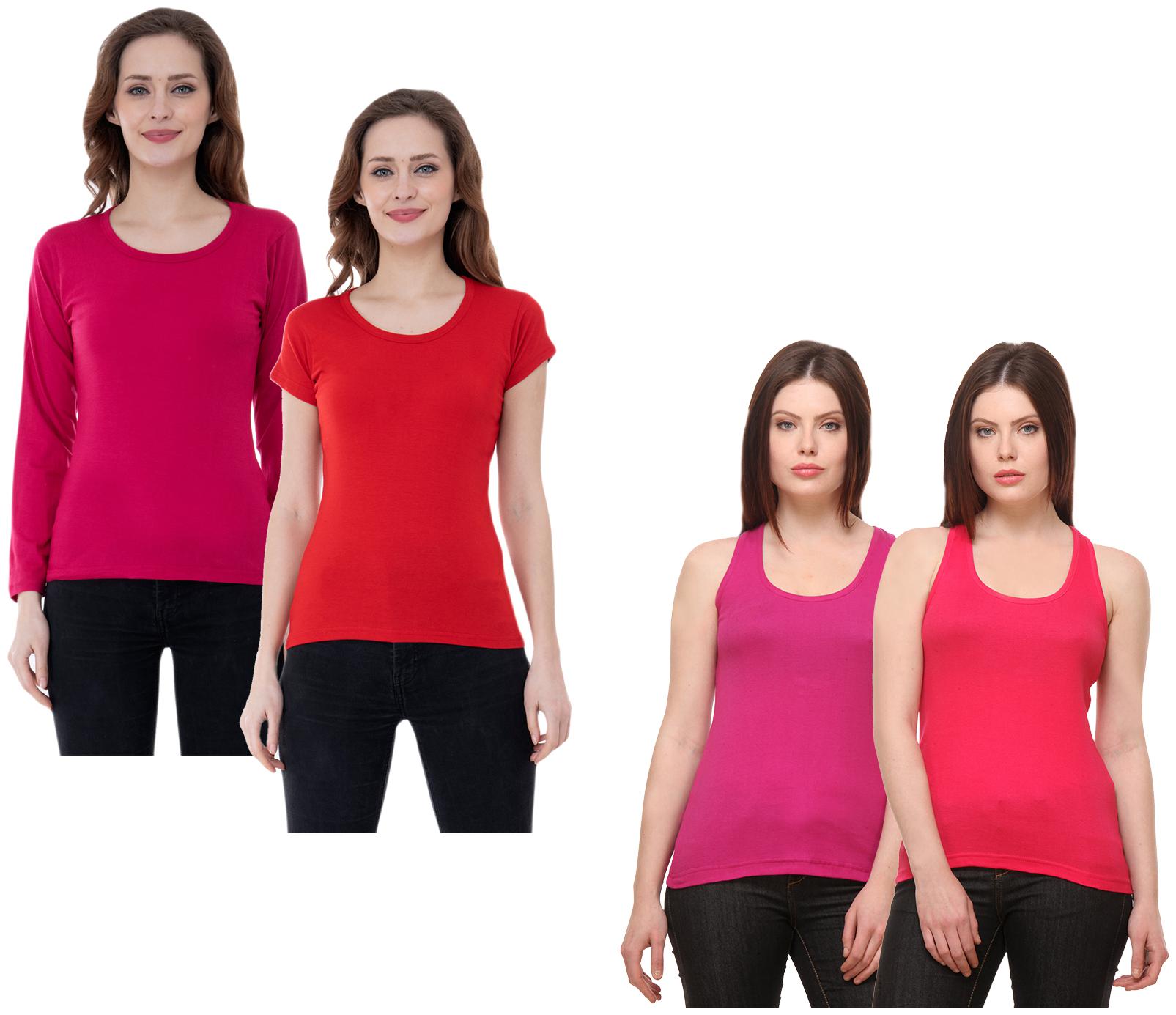 

Indiweaves Women Multi Regular fit Round neck Cotton Tank top