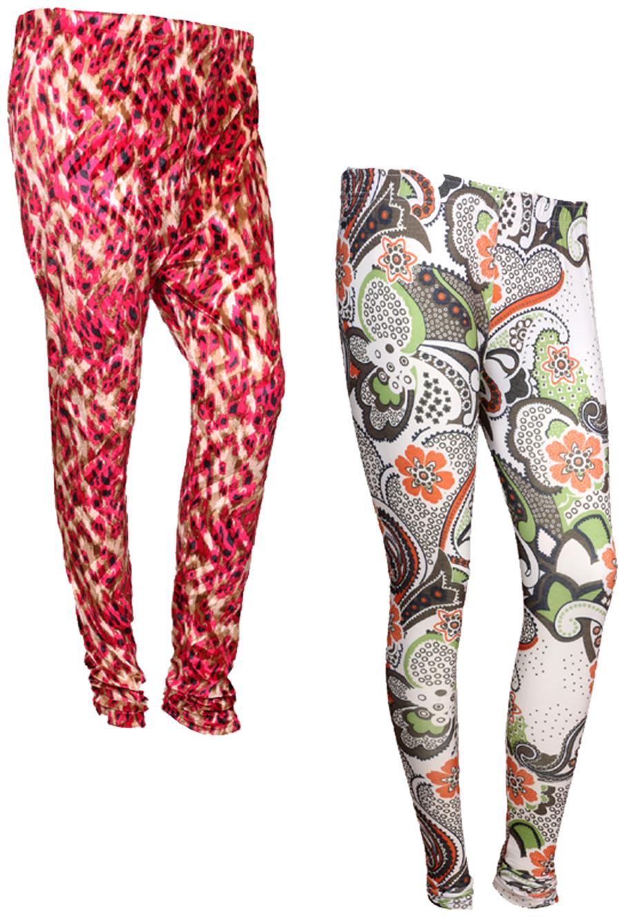 

IndiWeaves Women Cotton Printed Legging and Velvet Printed Leggings (Pack of 2)