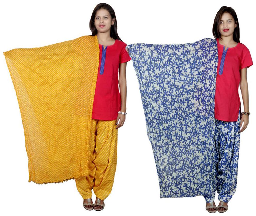 

Indiweaves Cotton Patiala Salwar With Dupatta Combo