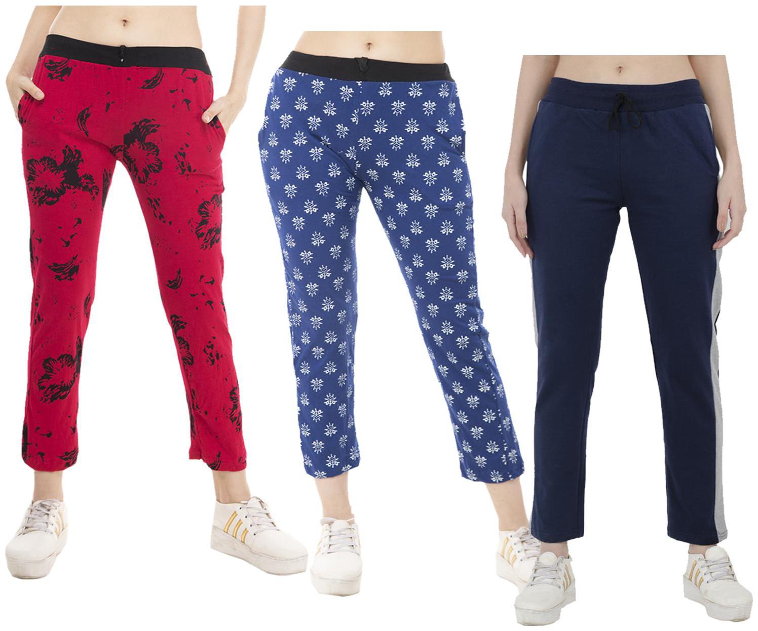 

Indiweaves Women Regular fit Polyester Printed Track pants - Multi