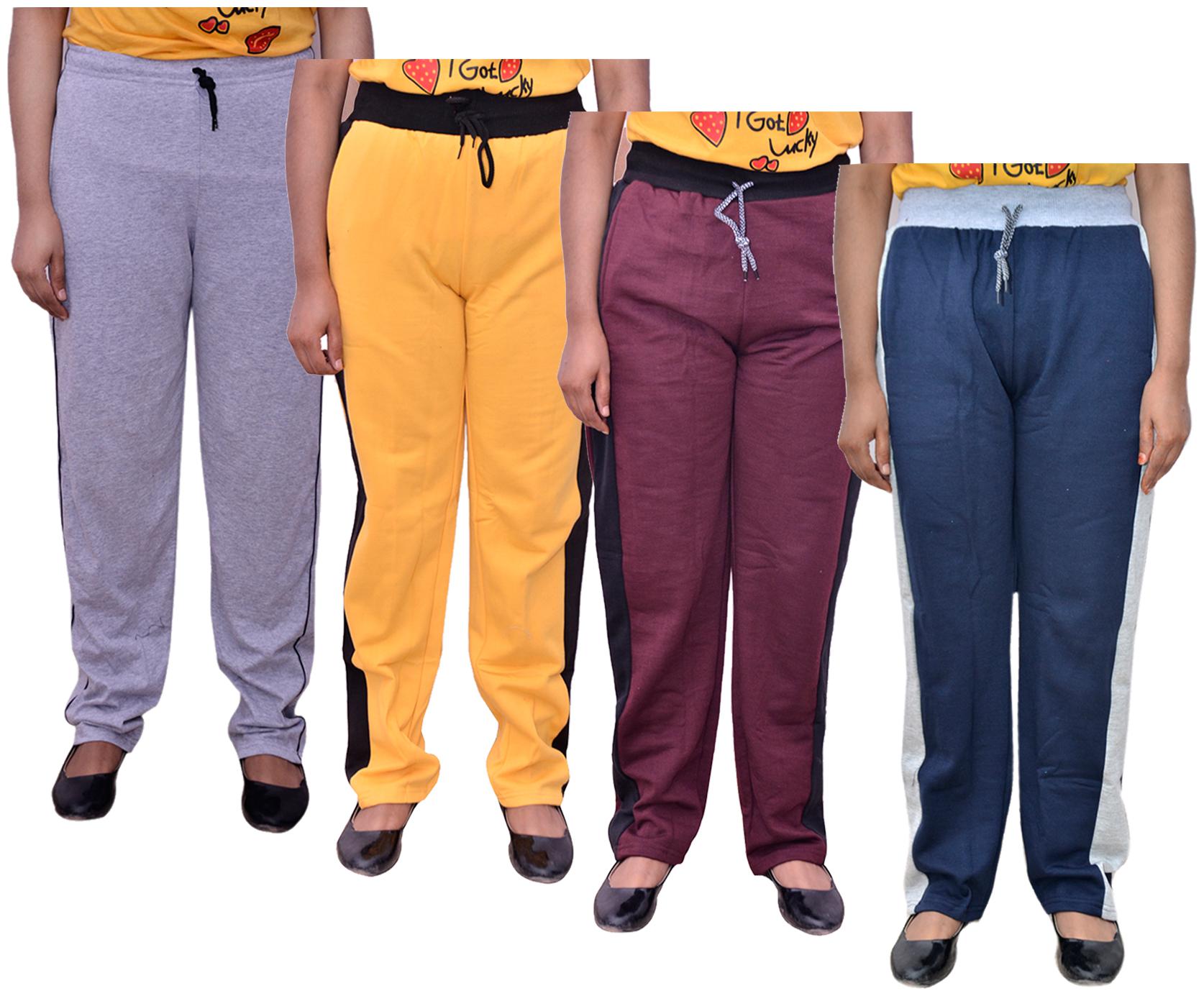 

Indiweaves Women Regular fit Cotton Solid Track pants - Multi