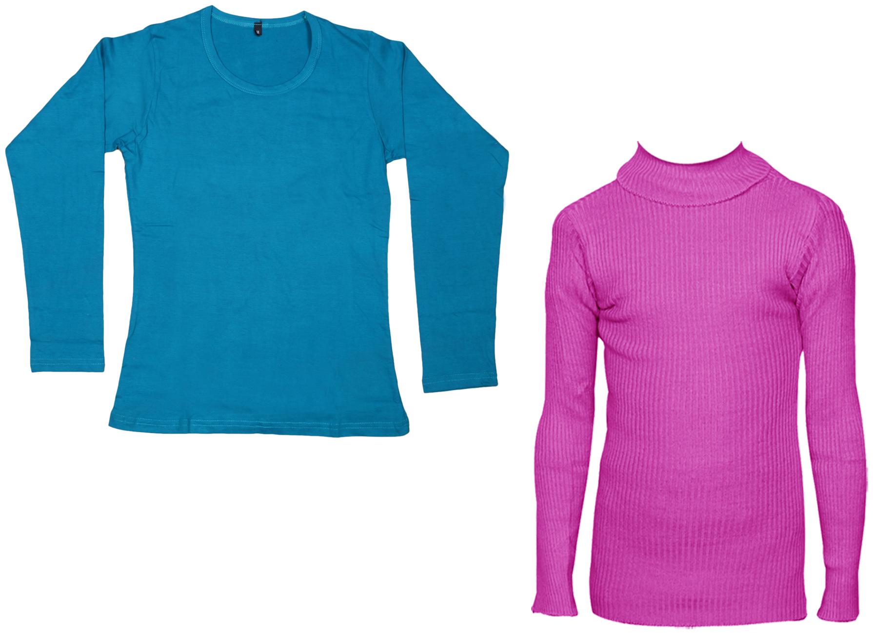 

Indiweaves Women Blue Regular fit Round neck Cotton T shirt
