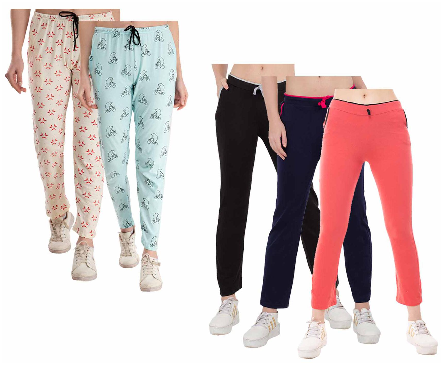 

Indiweaves Women Regular fit Cotton Printed Track pants - Multi
