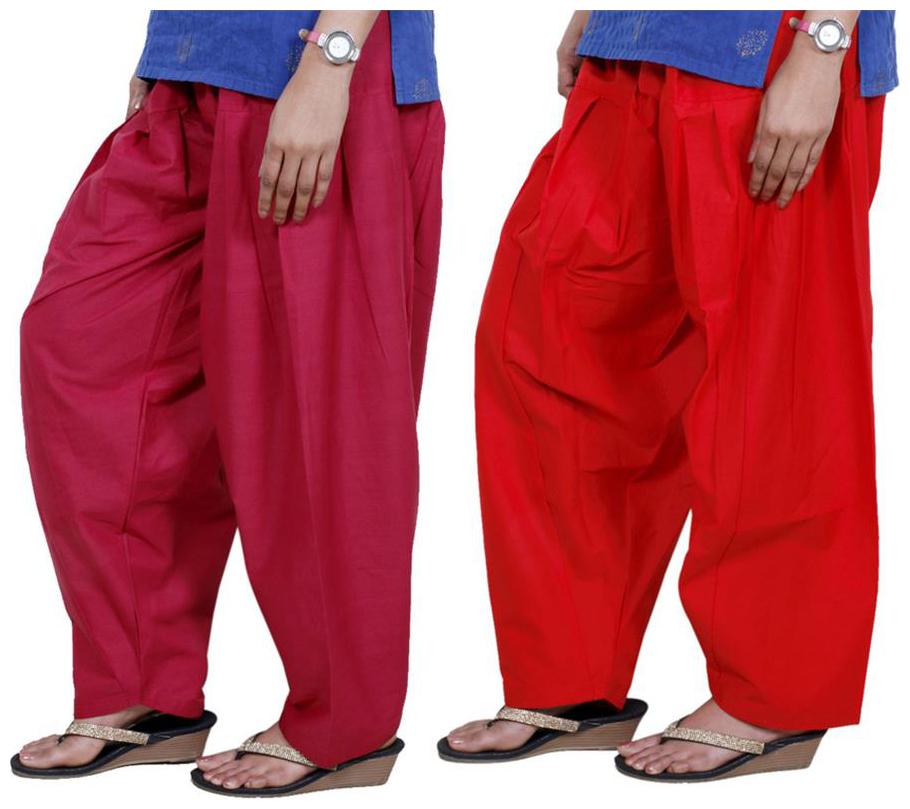 

IndiWeaves Women Cotton Semi-Patiala Salwar Set of -2