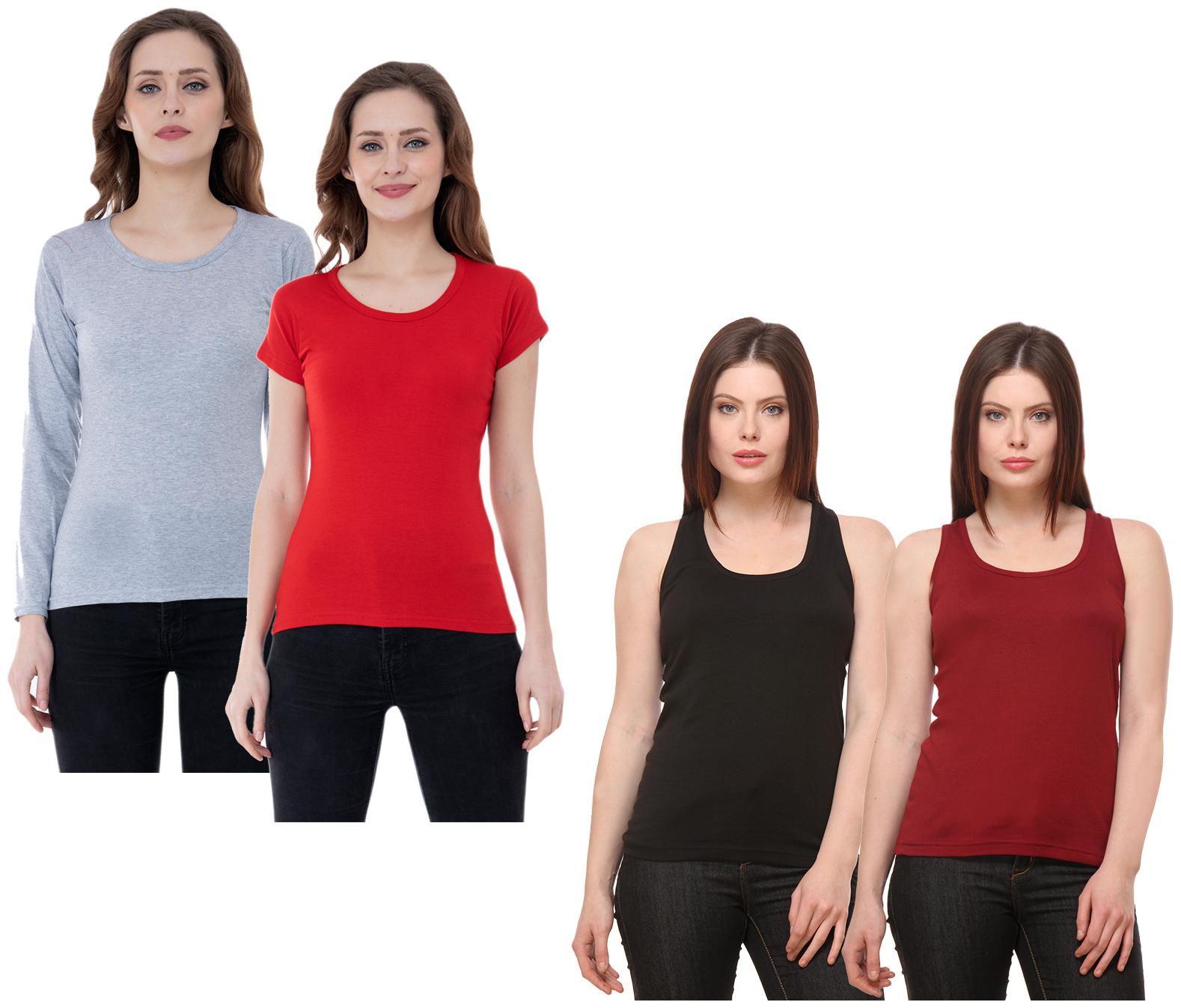 

Indiweaves Women Multi Regular fit Round neck Cotton Tank top