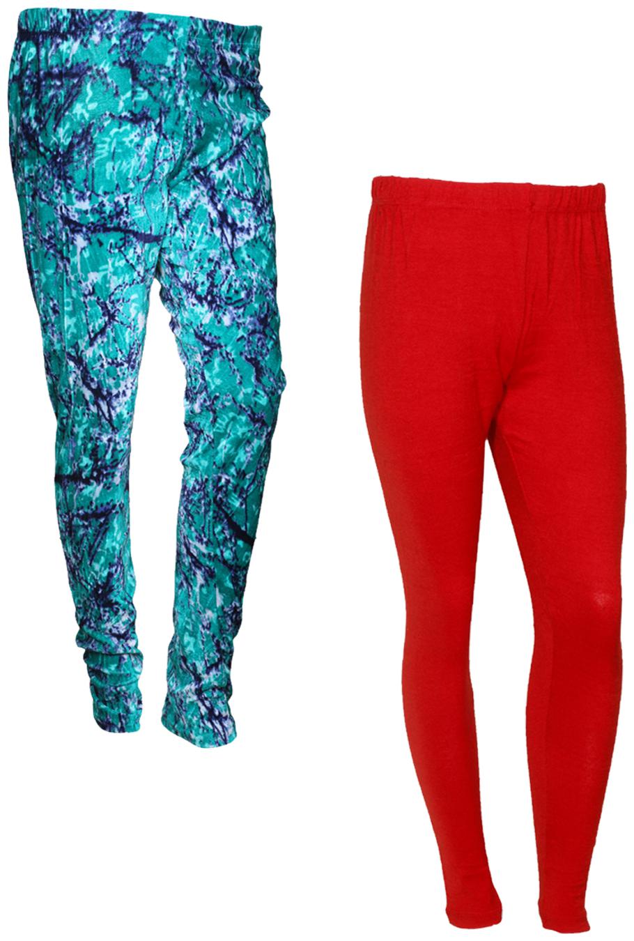 

IndiWeaves Women Woolen Plain and Velvet Printed Leggings for Winters (Pack of 2)