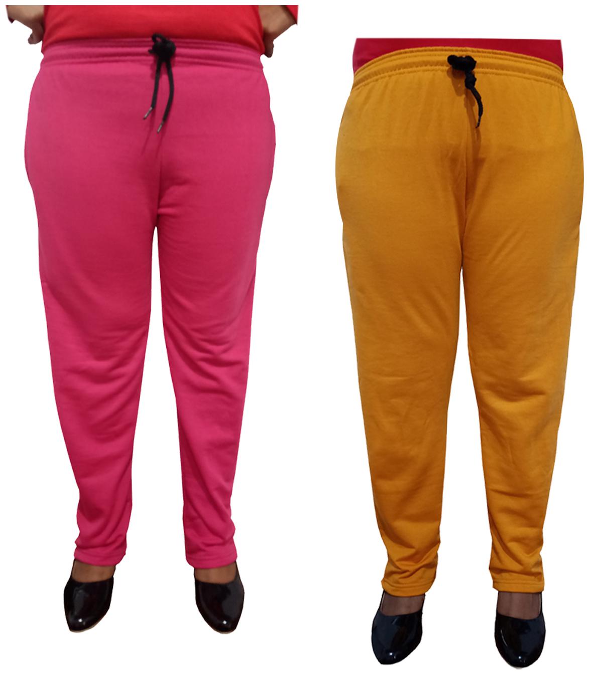 

Indiweaves Women Regular fit Fleece Solid Track pants - Orange Pink