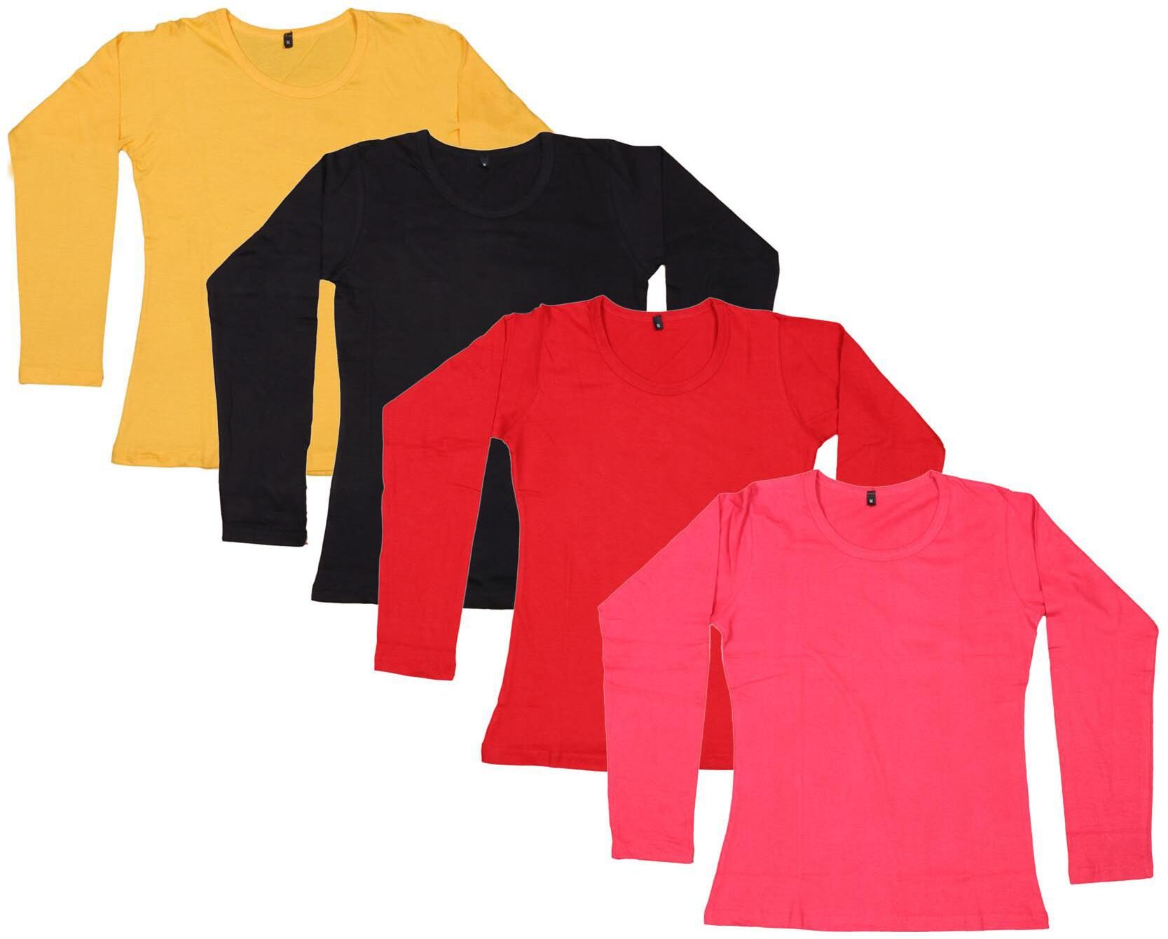 

Indiweaves Women Multi Regular fit Round neck Cotton T shirt