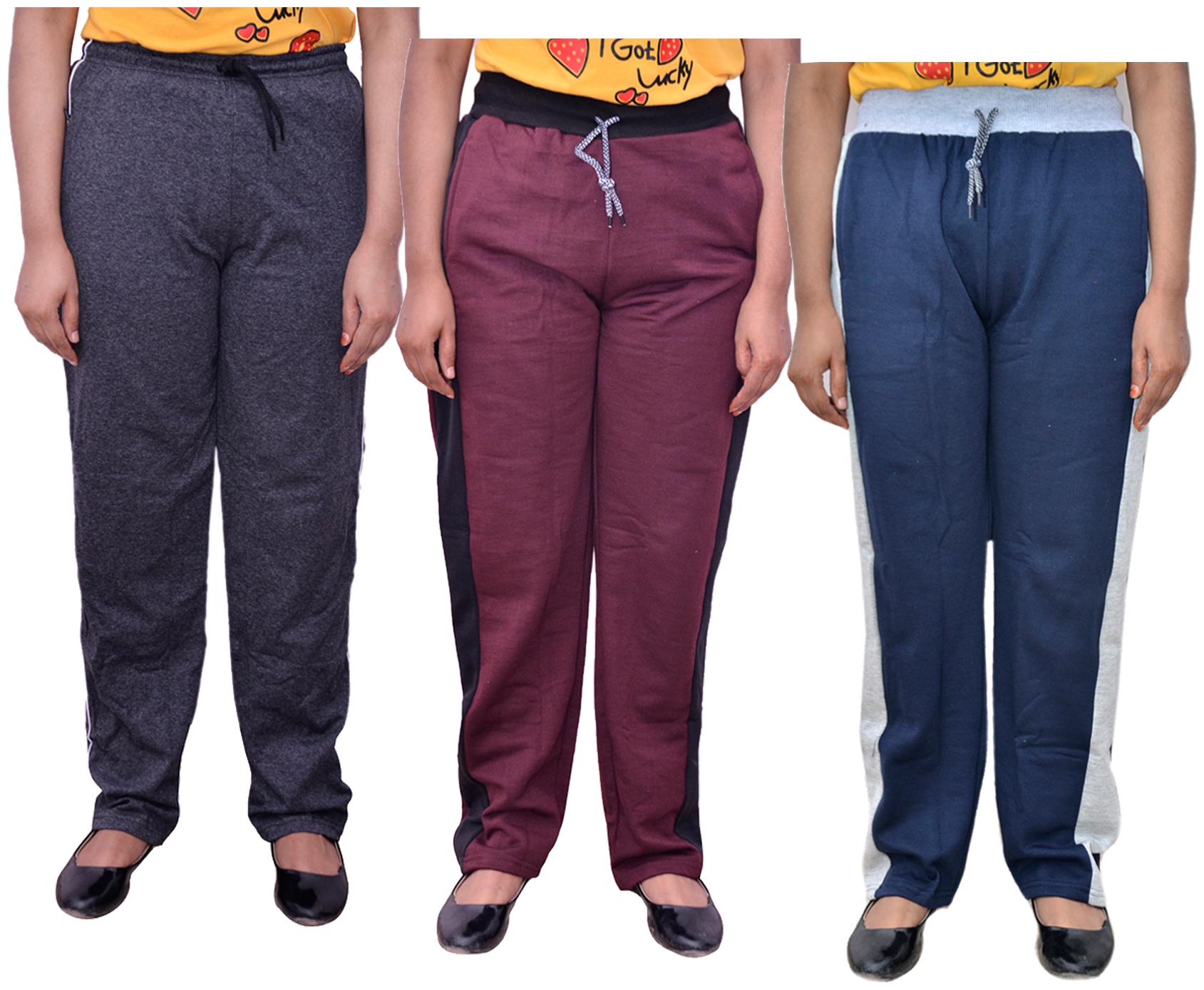 

Indiweaves Women Regular fit Cotton Solid Track pants - Multi