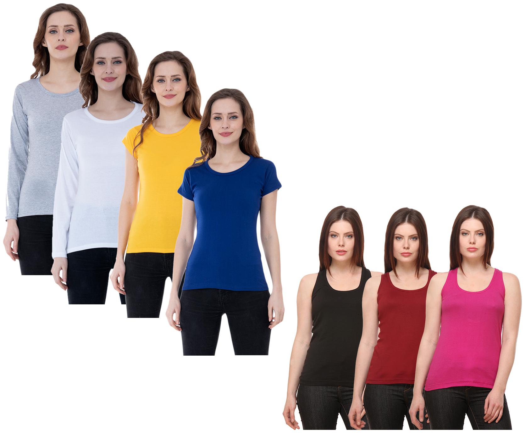 

Indiweaves Women Multi Regular fit Round neck Cotton Tank top
