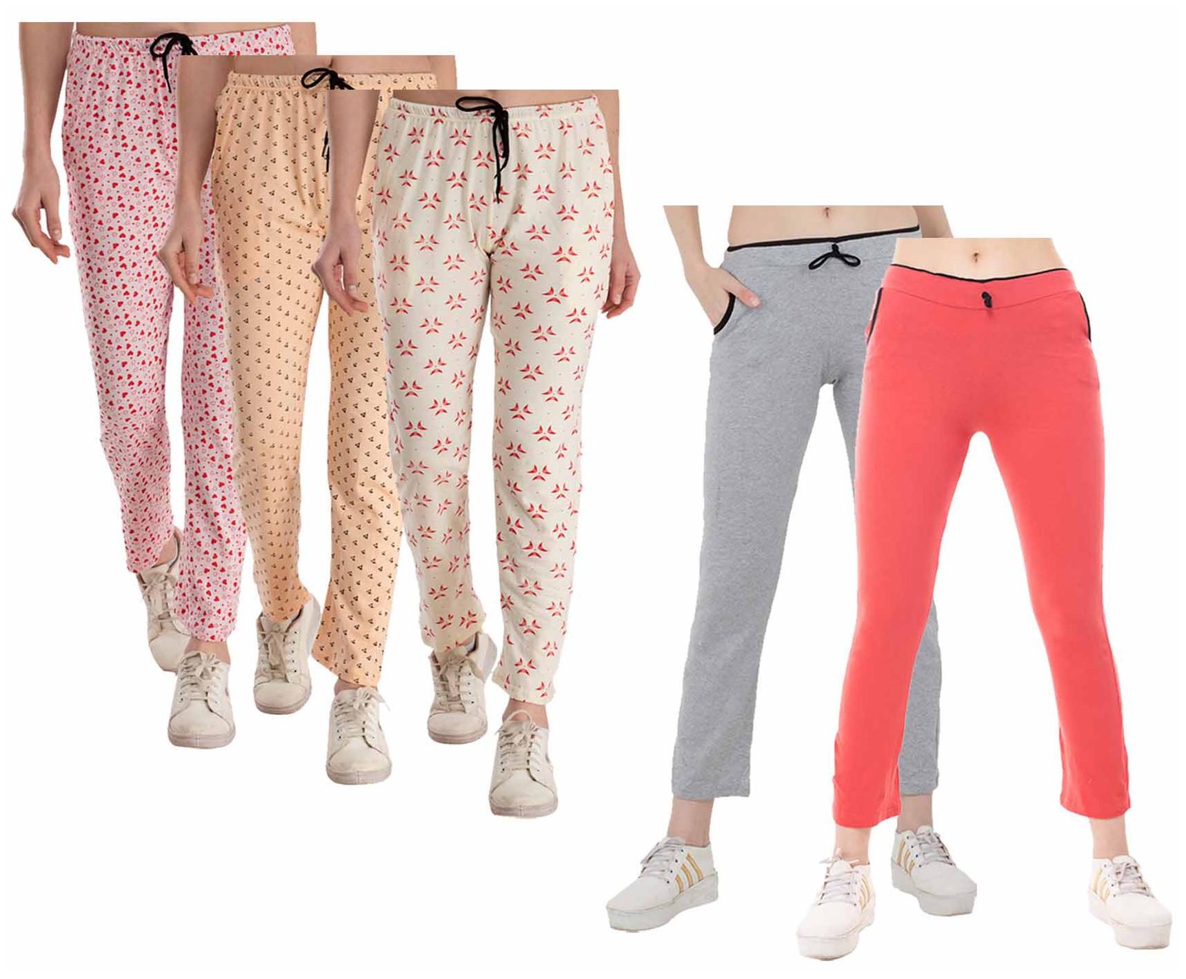 

Indiweaves Women Regular fit Cotton Printed Track pants - Multi