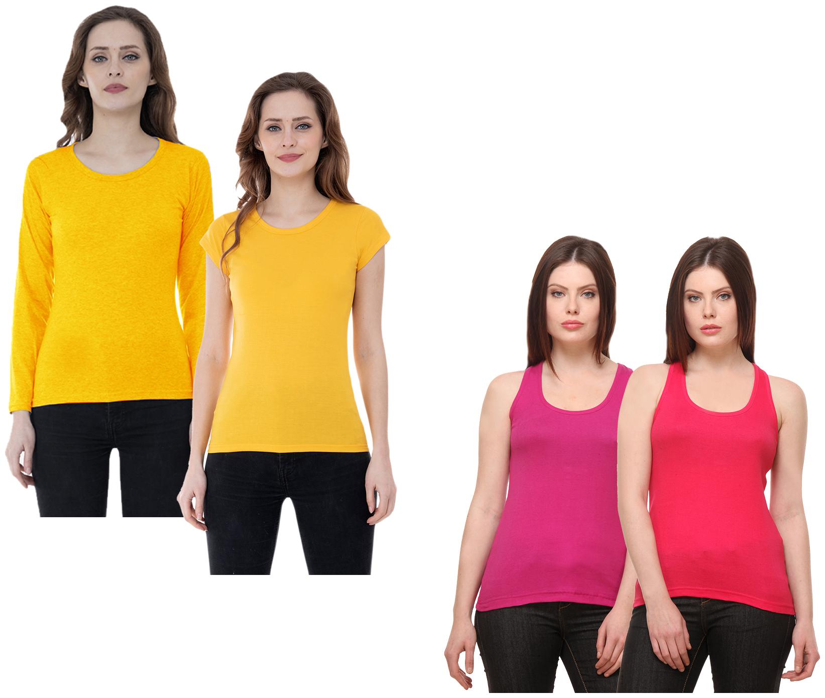 

Indiweaves Women Multi Regular fit Round neck Cotton Tank top