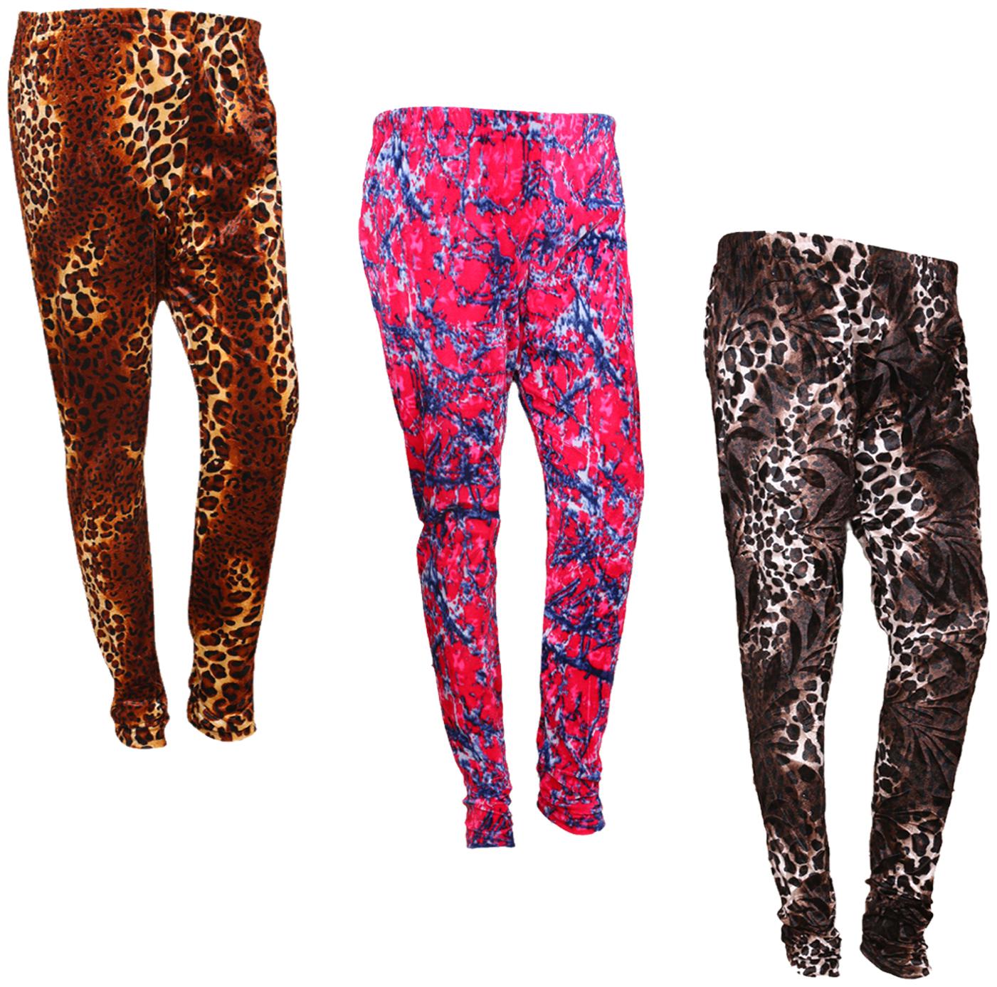 

IndiWeaves Women Velvet Printed Leggings for Winters Pack of 3