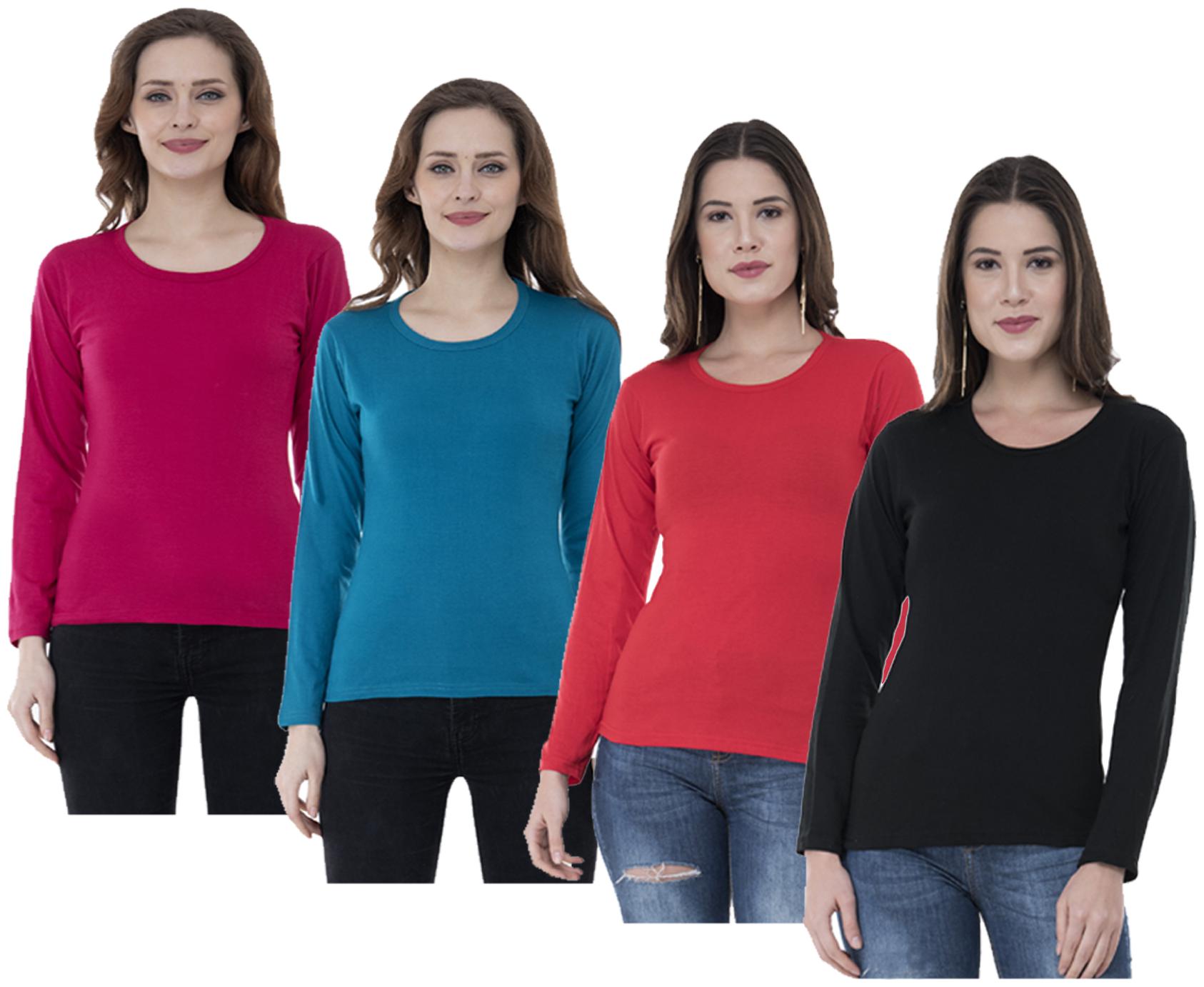 

Indiweaves Women Multi Regular fit Round neck Cotton T shirt