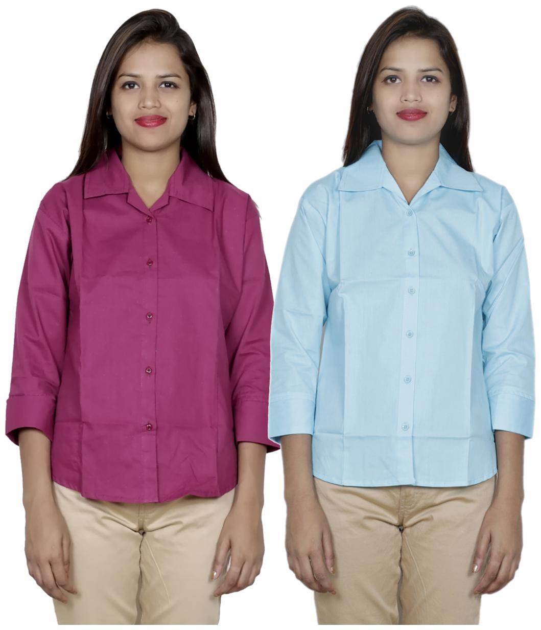 

Indiweaves Women Pink Solid Regular Fit Shirt