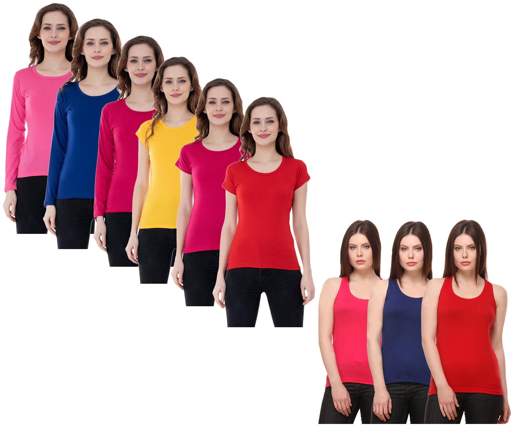 

Indiweaves Women Multi Regular fit Round neck Cotton Tank top