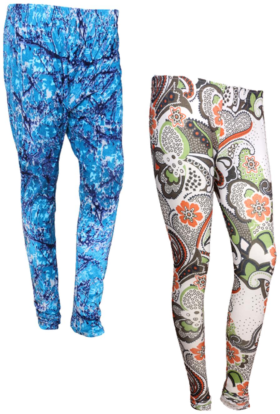 

IndiWeaves Women Cotton Printed Legging and Velvet Printed Leggings (Pack of 2)