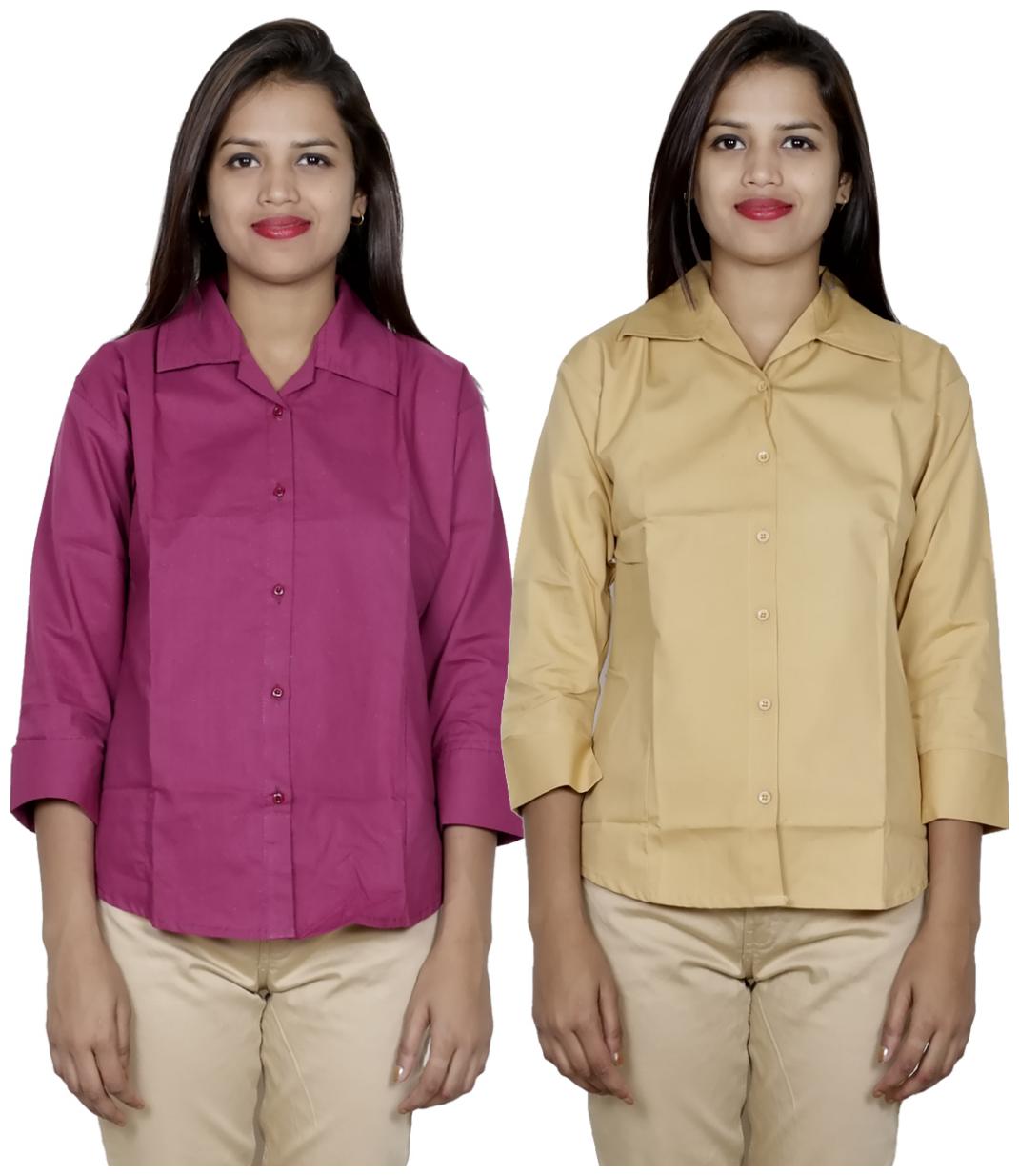

Indiweaves Women Pink Solid Regular Fit Shirt