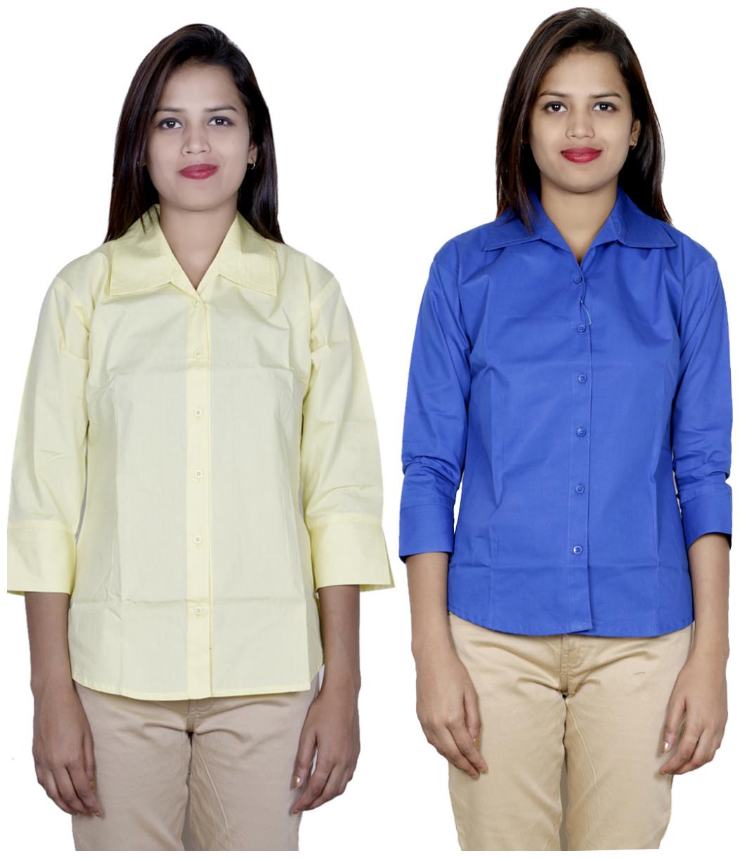 

Indiweaves Women Yellow Solid Regular Fit Shirt