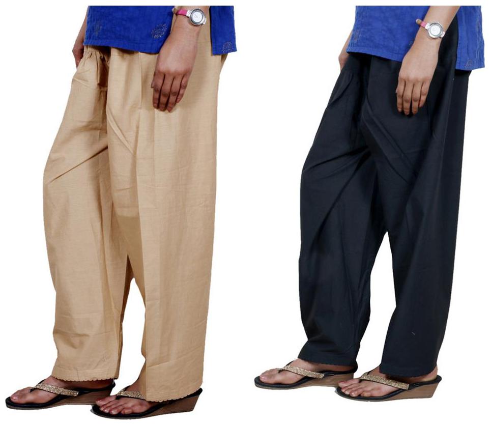 

IndiWeaves Women Cotton Semi-Patiala Salwar Set of -2