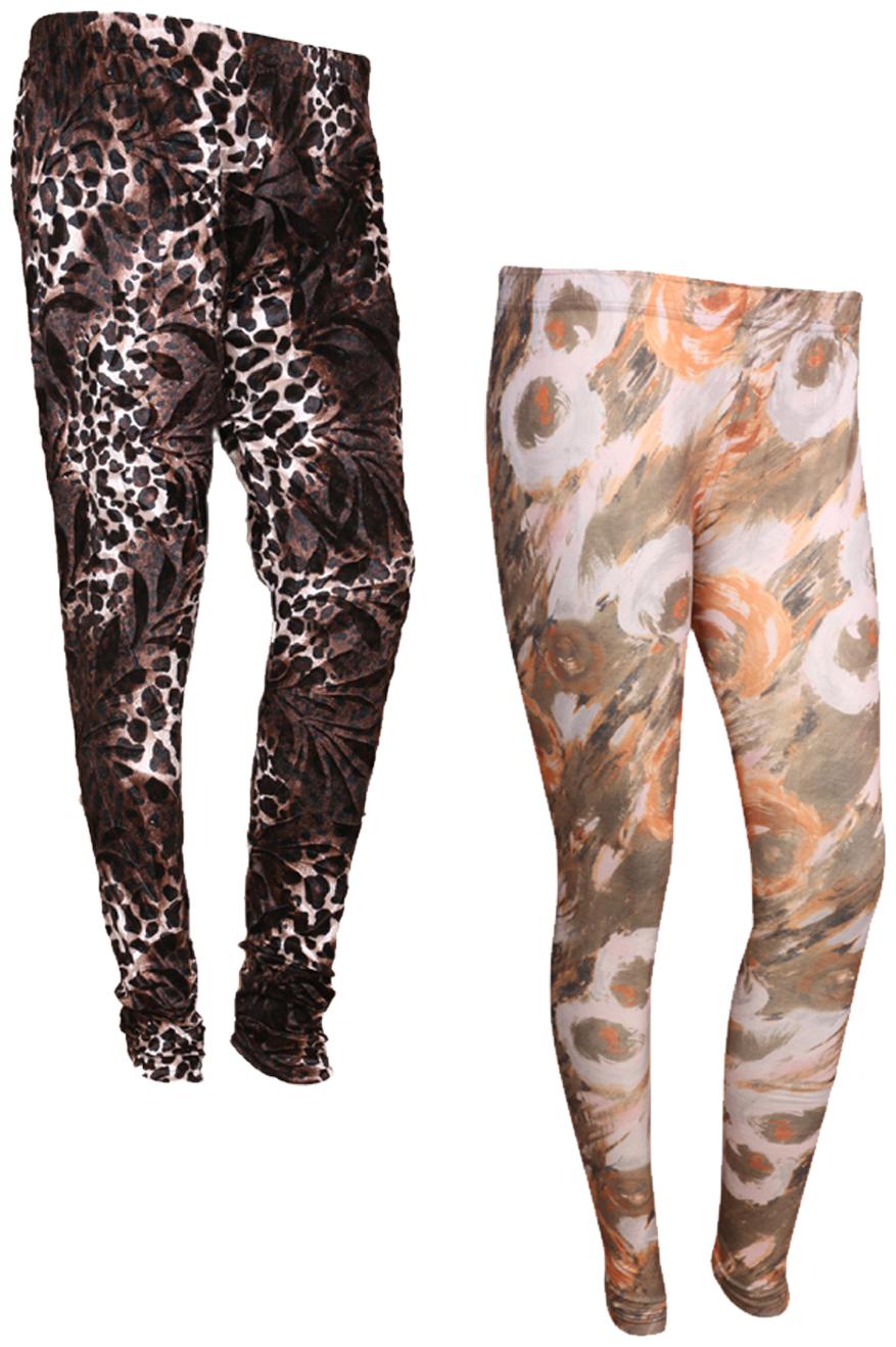 

IndiWeaves Women Cotton Printed Legging and Velvet Printed Leggings (Pack of 2)