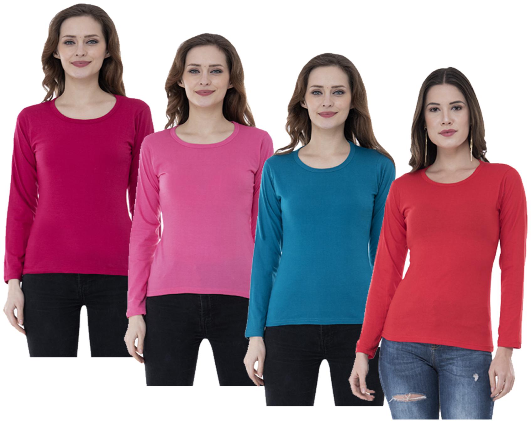 

Indiweaves Women Multi Regular fit Round neck Cotton T shirt