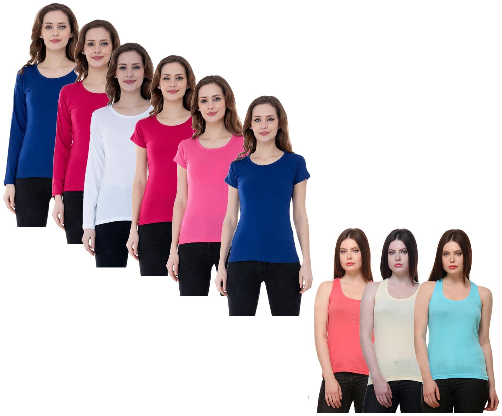 

Indiweaves Women Multi Regular fit Round neck Cotton Tank top