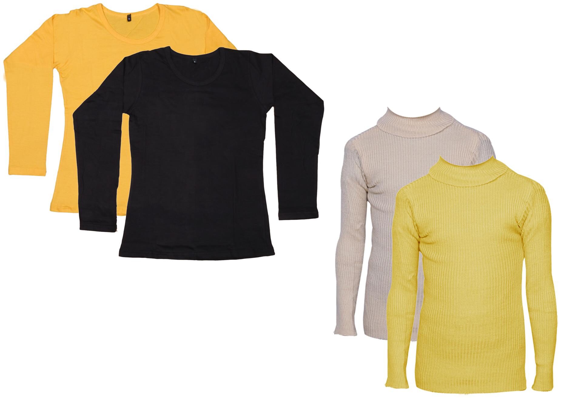 

Indiweaves Women Yellow Regular fit Round neck Cotton T shirt