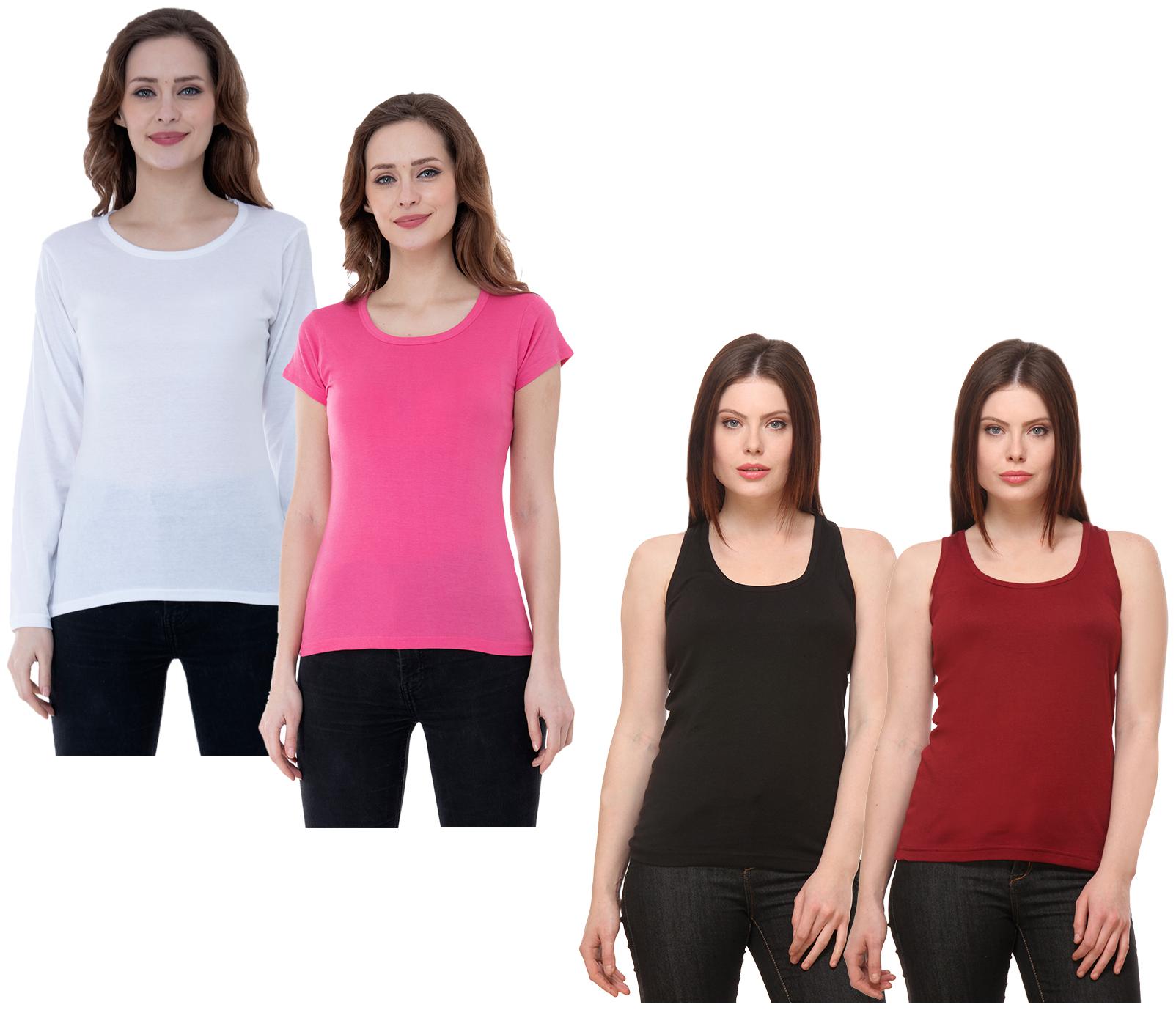 

Indiweaves Women Multi Regular fit Round neck Cotton Tank top