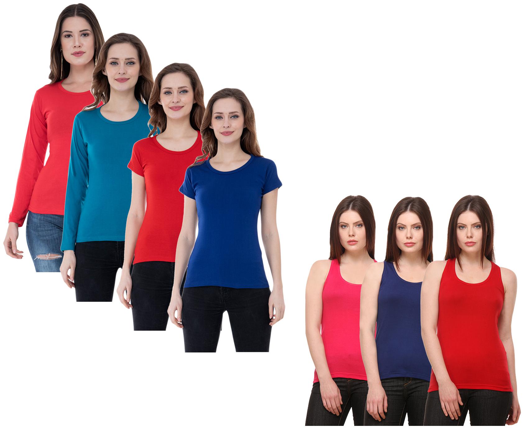 

Indiweaves Women Multi Regular fit Round neck Cotton Tank top