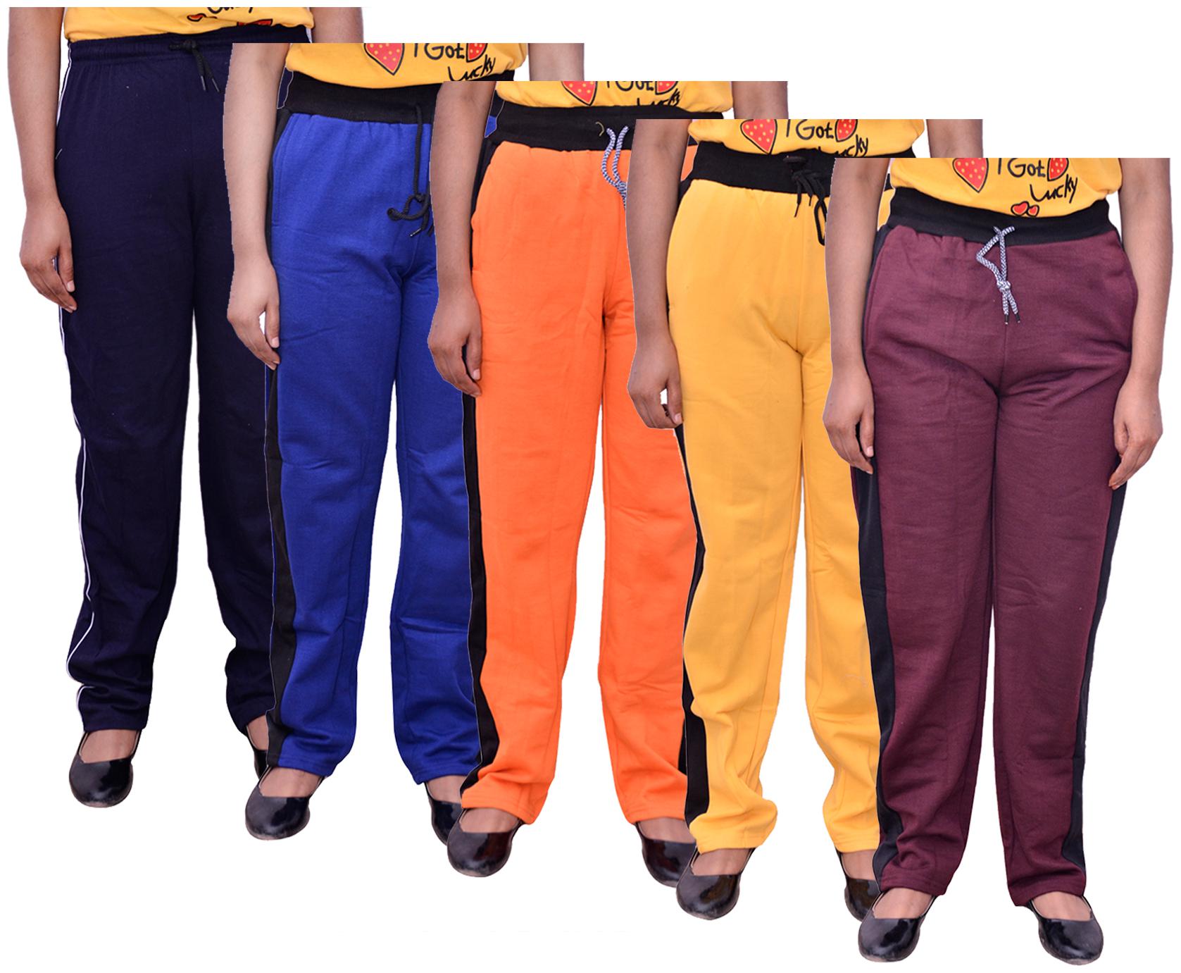 

Indiweaves Women Regular fit Cotton Solid Track pants - Multi