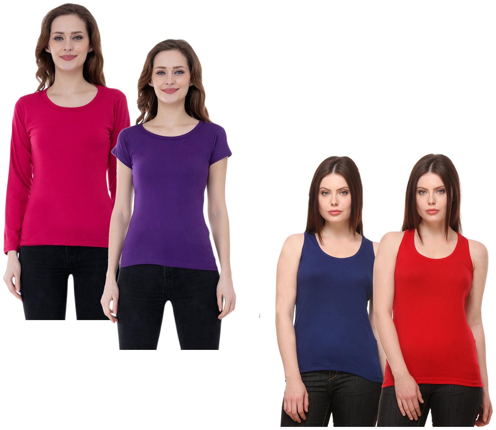 

Indiweaves Women Multi Regular fit Round neck Cotton Tank top